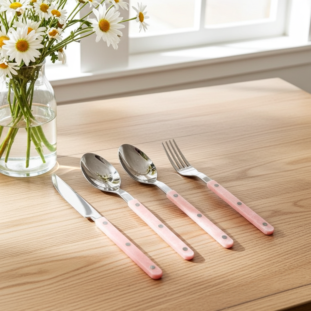 Set of 10 Sleek Modern Pinky Elegant Salt Lake Flatware Cutlery